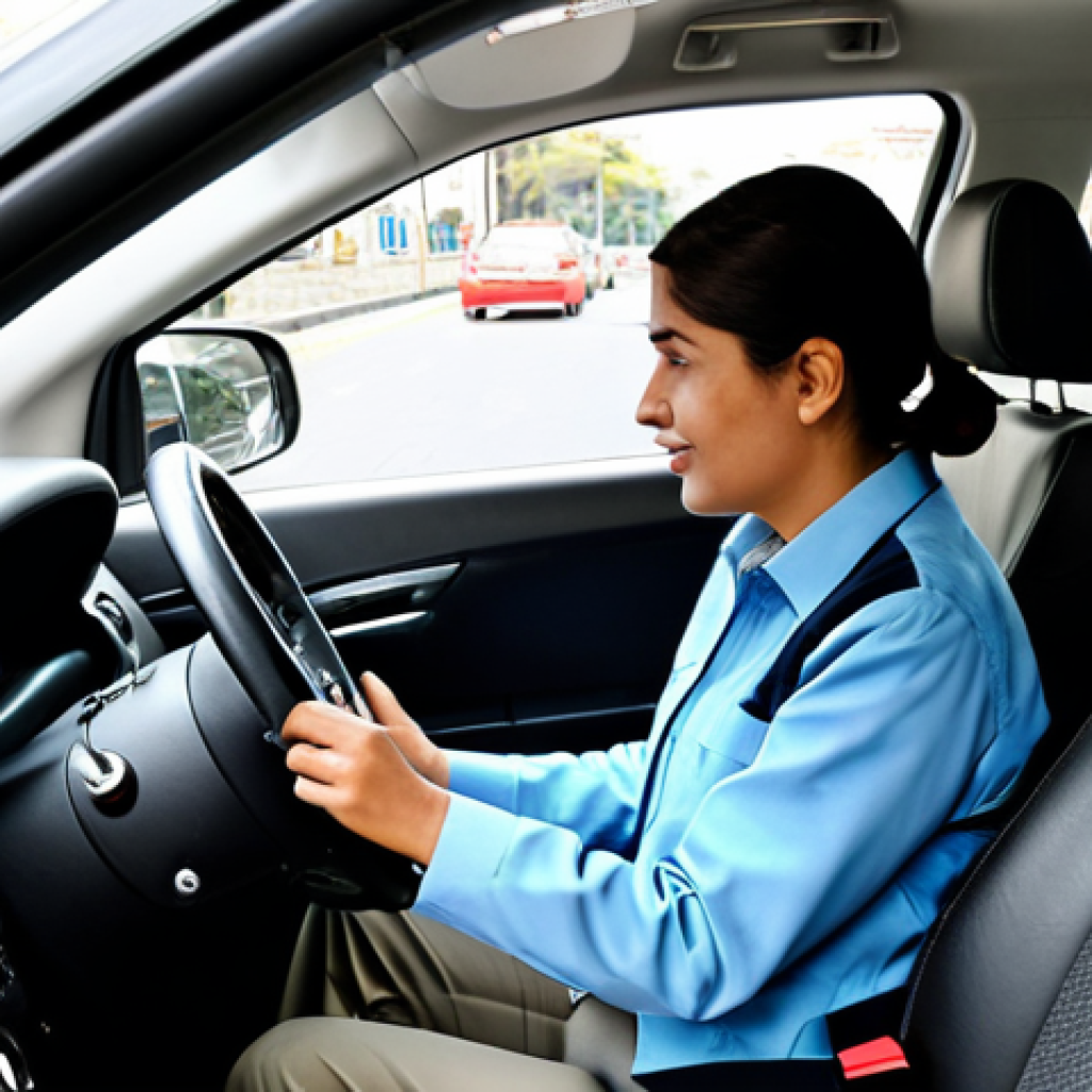 콜롬비아 교통법규 및 운전면허 정보 - "A driver taking a driving test in Bogota, Colombia, fully clothed, appropriate attire, safe for wor...