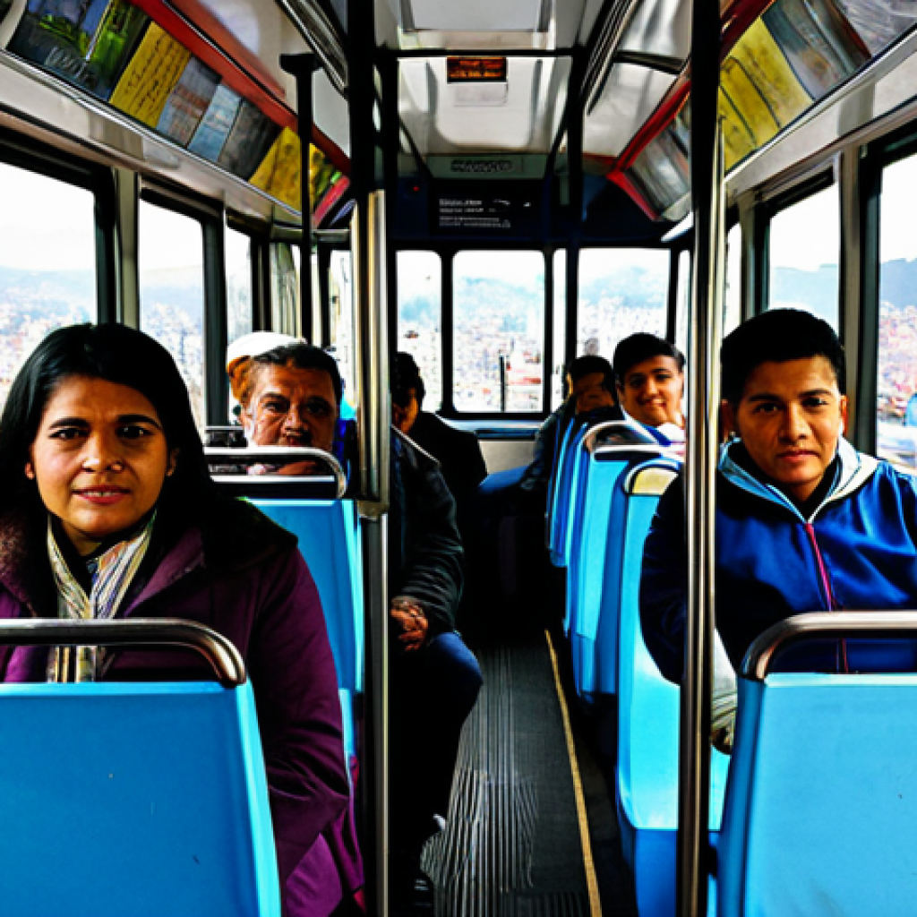 콜롬비아 대중교통 이용법 - Bogot&aacute; Bus System**

"A vibrant scene inside a TransMilenio bus in Bogot&aacute;, Colombia. Passengers are ...