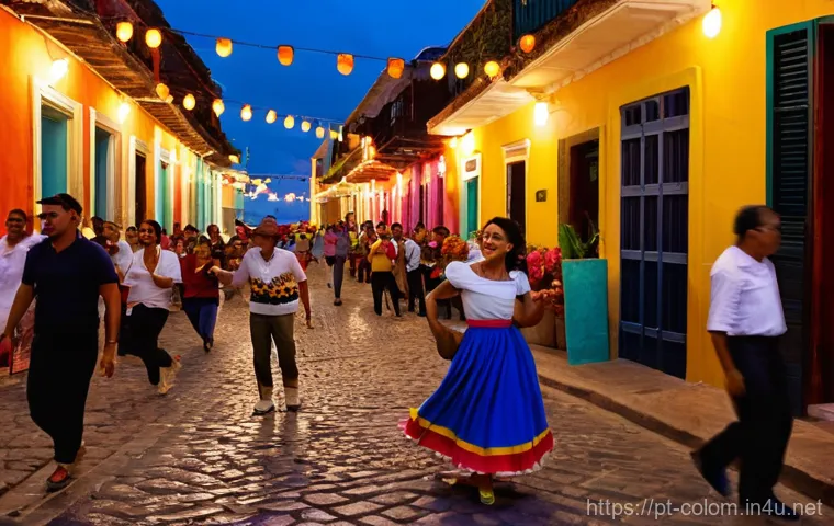콜롬비아와 브라질 비교 - **Prompt for Colombian Nightlife in Cartagena:**
"A vibrant evening scene in Cartagena's Getsema...