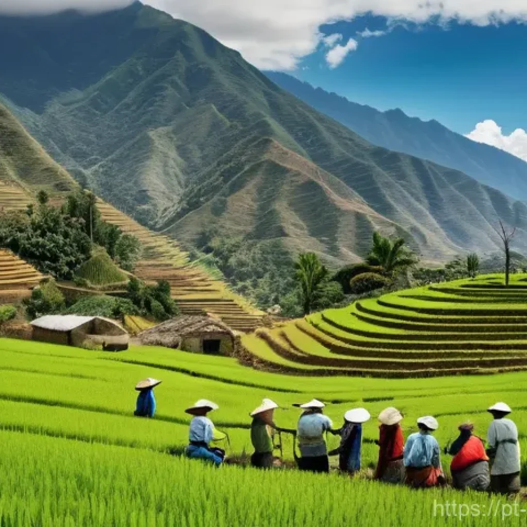 콜롬비아 내전과 FARC - **Prompt:** "A vibrant, panoramic view of a Colombian rural landscape. In the foreground, a group of...