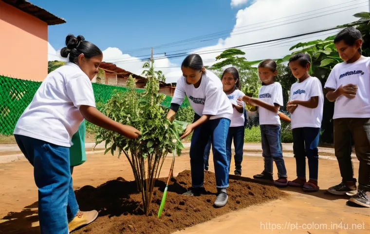 콜롬비아 내전과 FARC - **Prompt:** "A powerful yet hopeful scene depicting a Colombian family, including adults and school-...