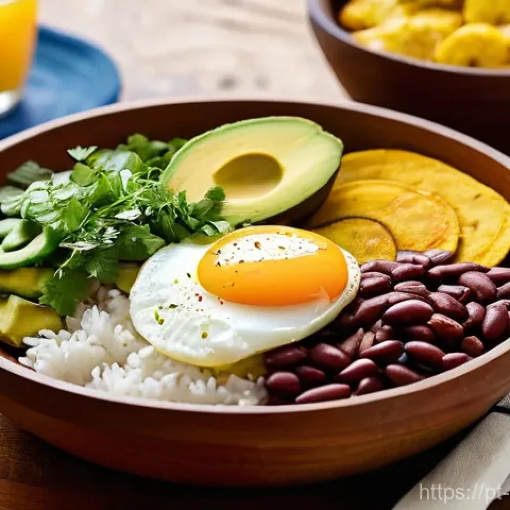 콜롬비아 전통음식 소개 - **A Vibrant Colombian "Bandeja Paisa" Feast on a Rustic Table:**
    A beautifully arranged, generou...
