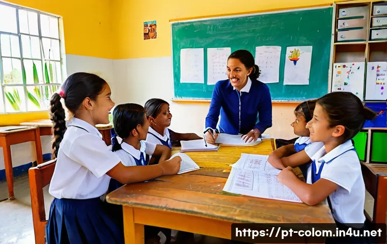 콜롬비아에서의 교육제도 - **Prompt 1: Rural Colombian School Life**
"A vibrant and bustling scene inside a rural Colombian...