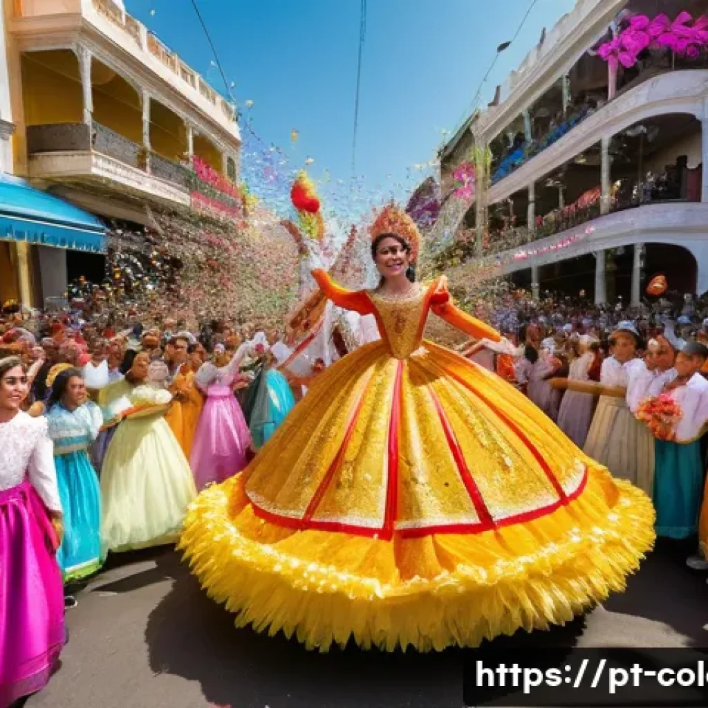 바랑키야 카니발 행사 일정 - **Prompt:** A grand, vibrant scene from the "Battle of Flowers" parade at Barranquilla Carnival. The...