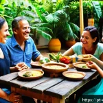 Home 21 콜롬비아 국민성과 특성 - A warm and inviting Colombian family lunch scene in Medellín, featuring a diverse group of people sm...