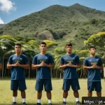Home 19 콜롬비아에서의 군대 및 병역 제도 - A group of young Colombian male recruits in military training camp uniforms, wearing standard-issue ...